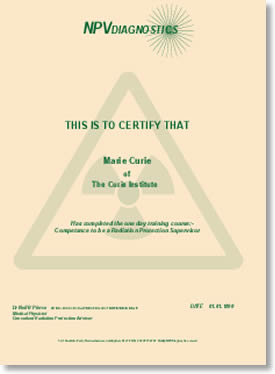 Radiation Protection Supervisor Training Certificate